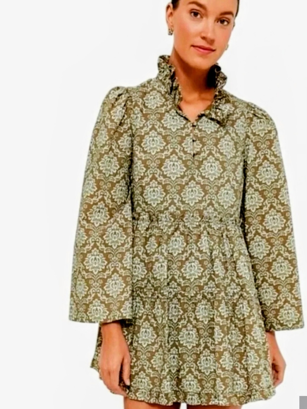 NWT Tuckernuck Hyacinth HOUSE Olive Floral Tiered Ruffle Dress Xl